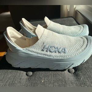 HOKA ONE ONE U Restore TC Overcast/Alabaster ☁️ 🩵 Men’s 13 Replaced Insoles